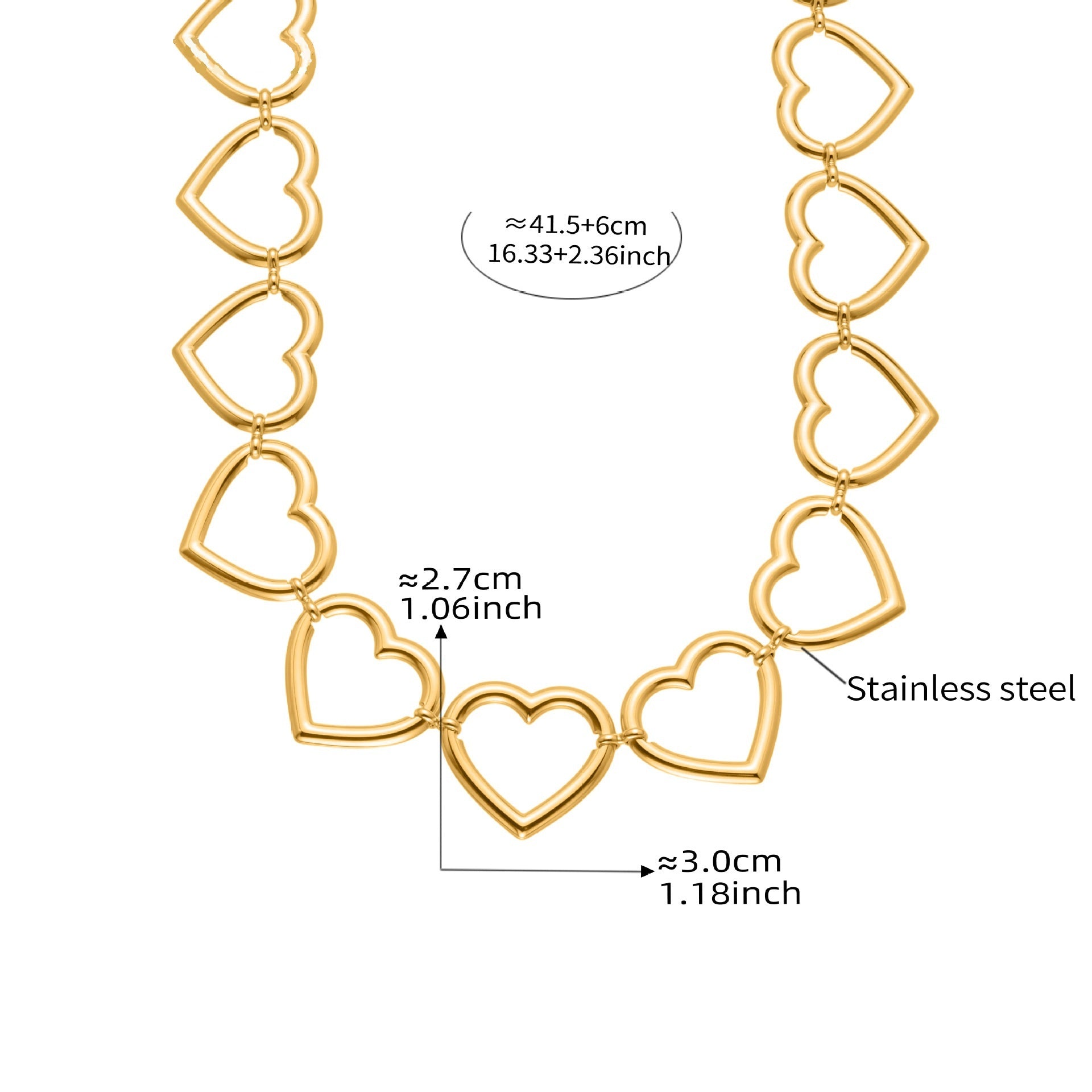 Olive Gold Tone Multiple Hearts Necklace