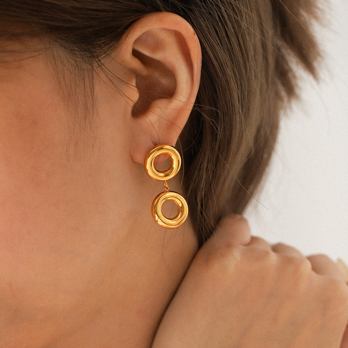 Amaya Gold Tone Round Drop Earrings