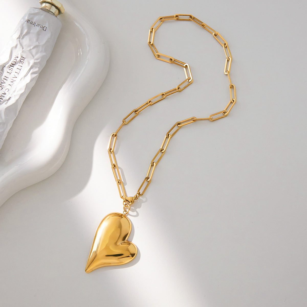 Raelynn Gold Tone Heart Statement Necklace