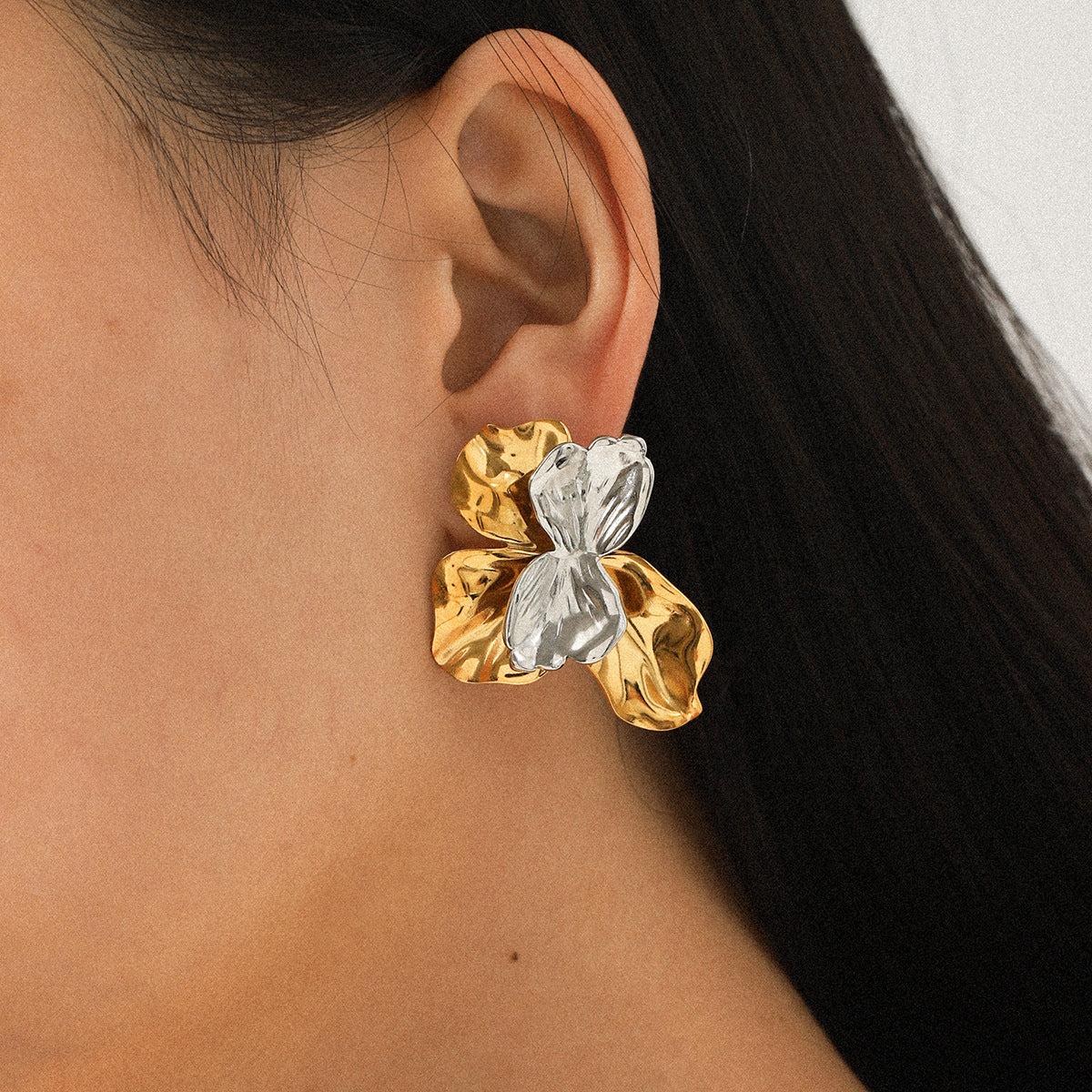 Sophia Gold and Silver Flower Stud Earrings