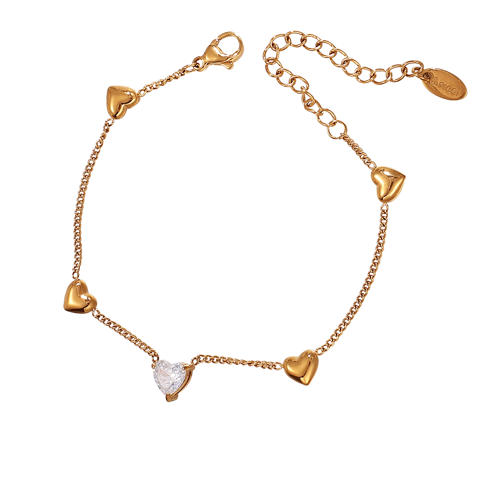 Piper Gold Tone Heart Zircon Bracelet