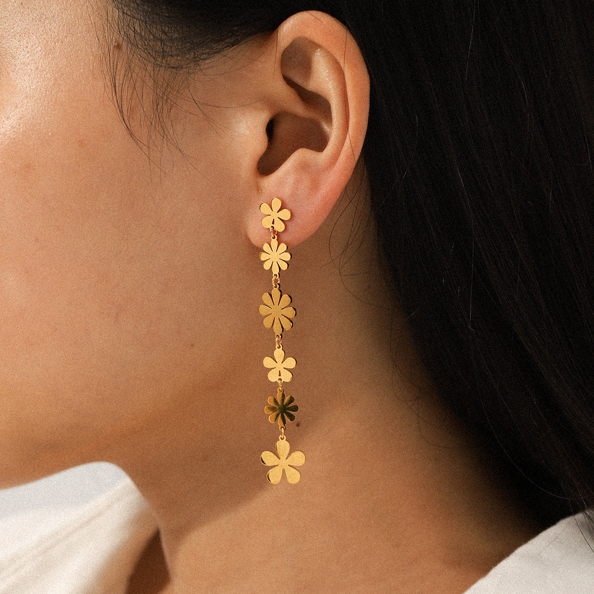 Isabella Gold Flower Dangle Earrings