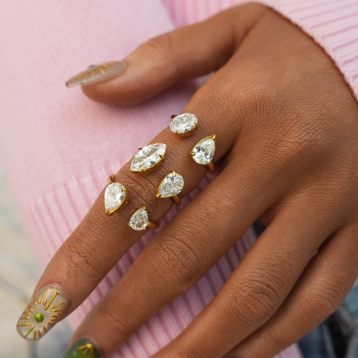Audrey Leah Gold Tone Zircon Ring