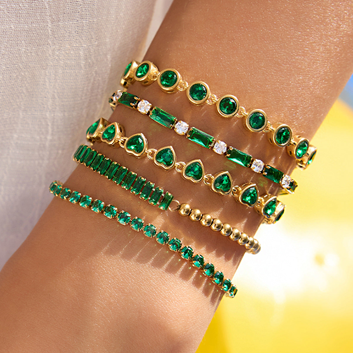 Emerson Gold Tone Green Zircon Bracelet