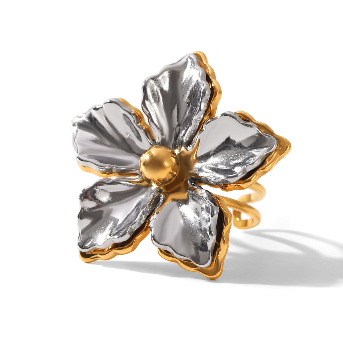 Madison Two Tone Flower Statement Ring