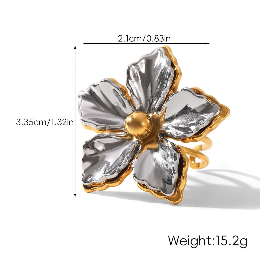 Madison Two Tone Flower Statement Ring