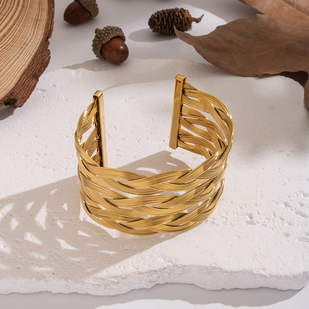 Lucia Gold Tone Interwoven Bangle