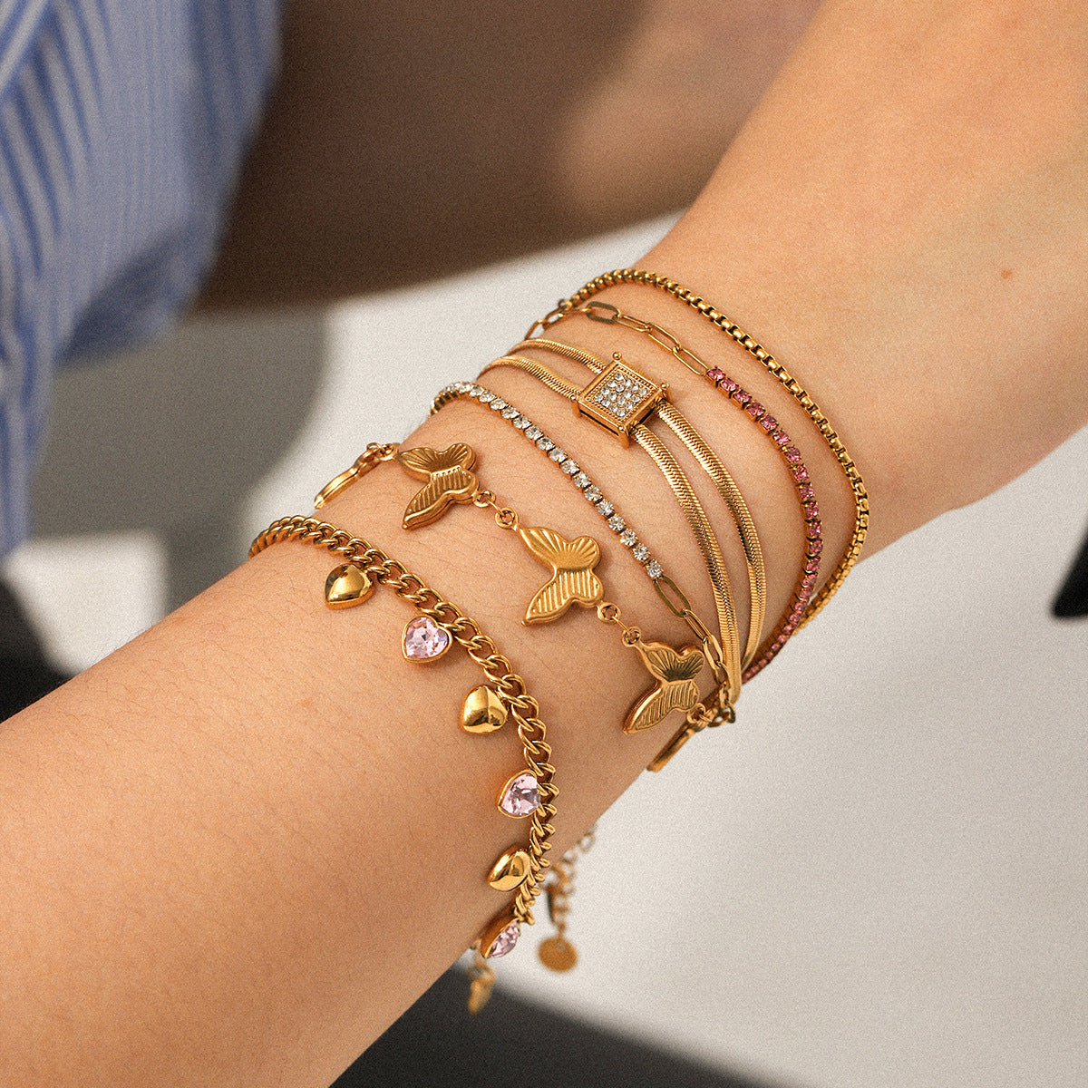 Naomi Gold Tone Butterfly Bracelet