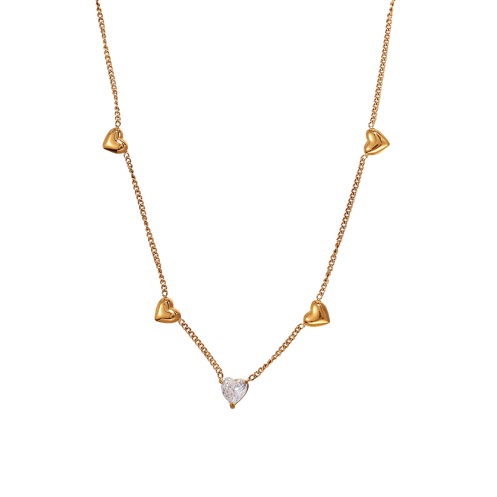 Piper Gold Tone Heart Zircon Necklace