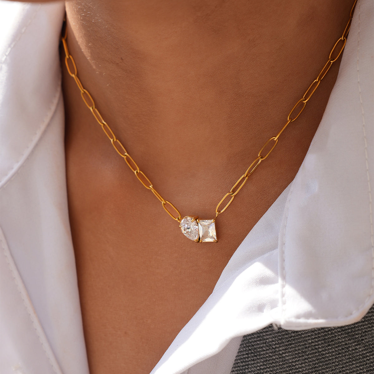 Clara Gold Tone Zircon Necklace