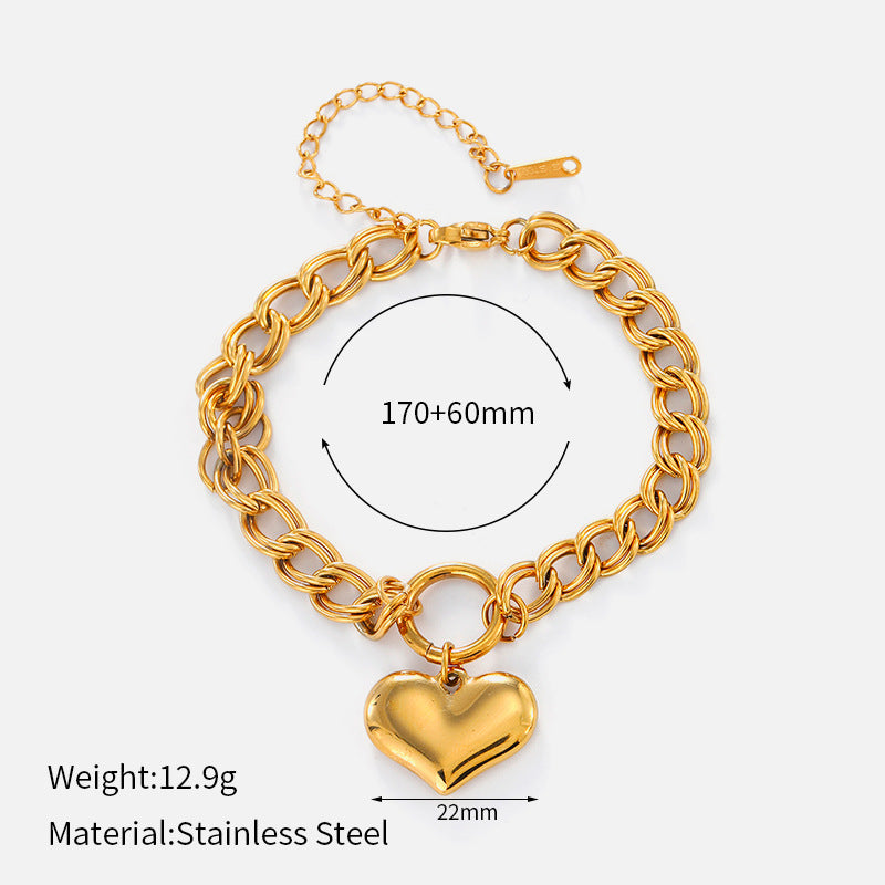 Vivienne Gold Tone Heart Chain Bracelet