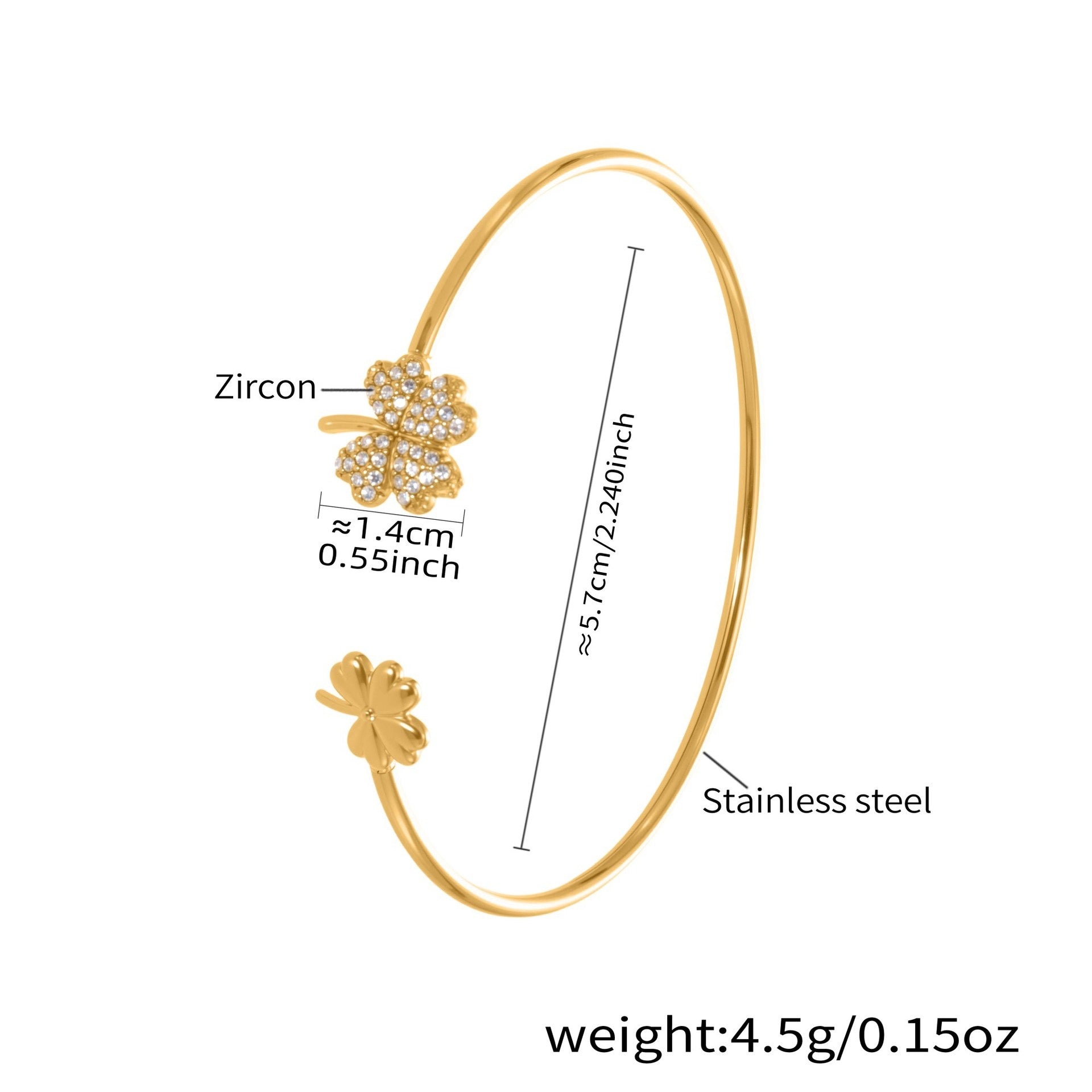 Molly Gold Tone Clover Zircon Cuff Bracelet