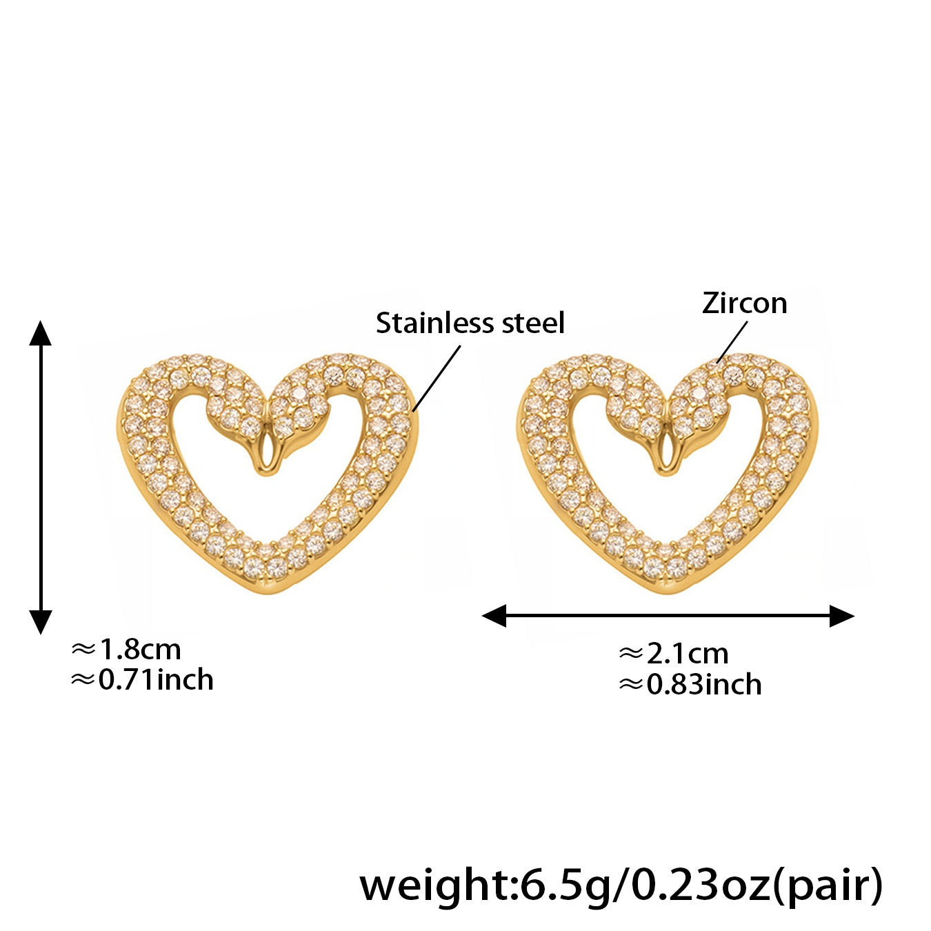 Parker Gold Tone Swan Heart Zircon Earrings