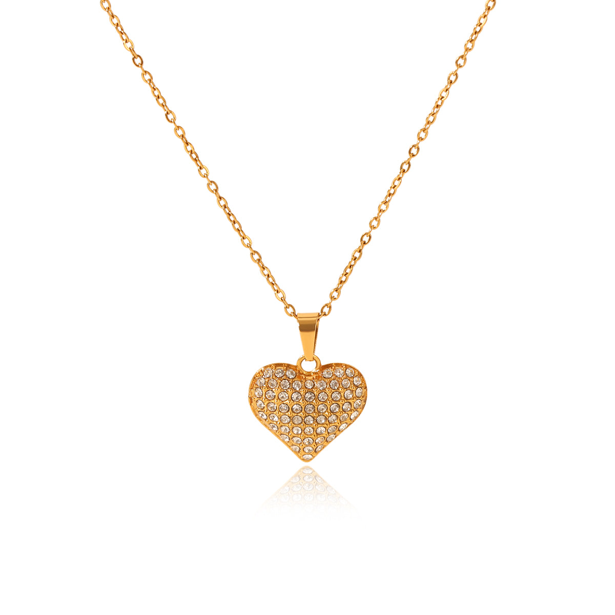 Genesis Gold Tone Heart Zircon Necklace