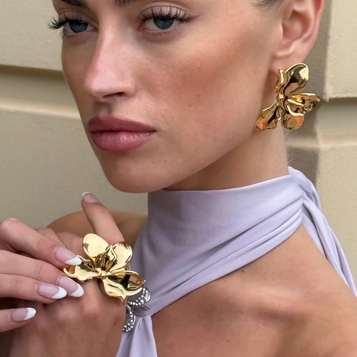 Olivia Gold Tone Flower Statement Ring
