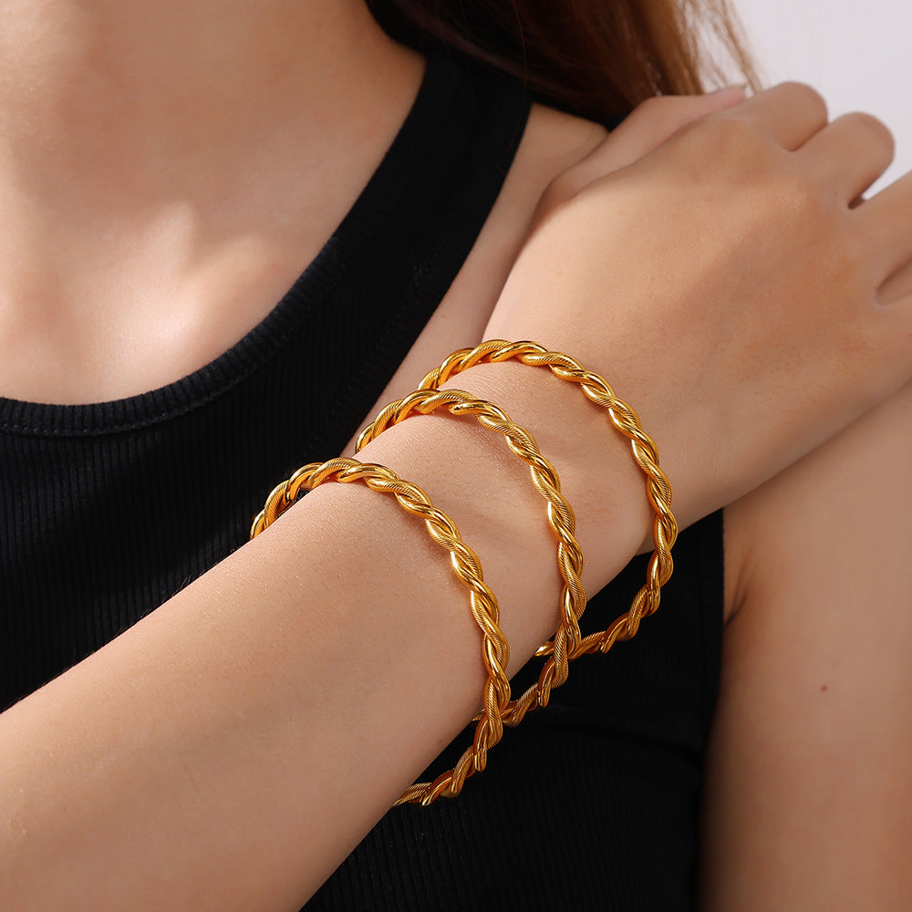 Alora Gold Tone Twisted Cuff Bracelet