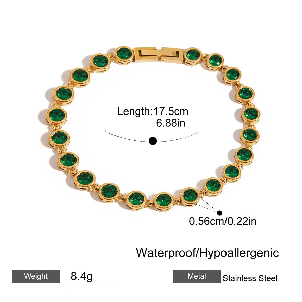 Magnolia Gold Tone Green Zircon Bracelet