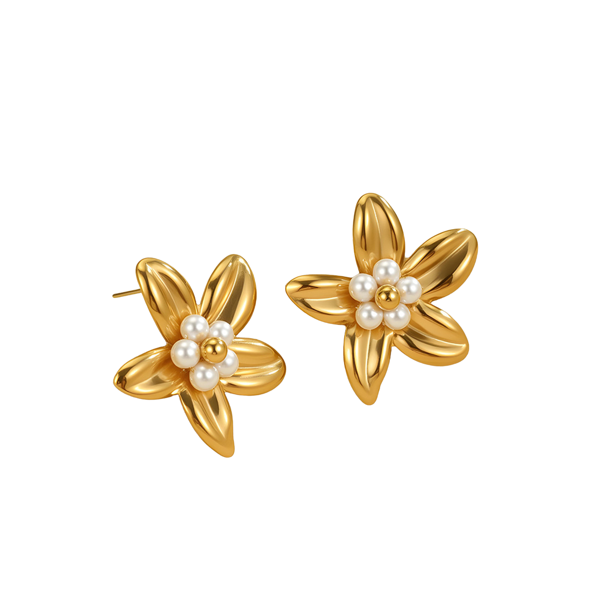 Kinsley Gold Tone Pearls Flower Earrings