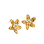 Kinsley Gold Tone Pearls Flower Earrings