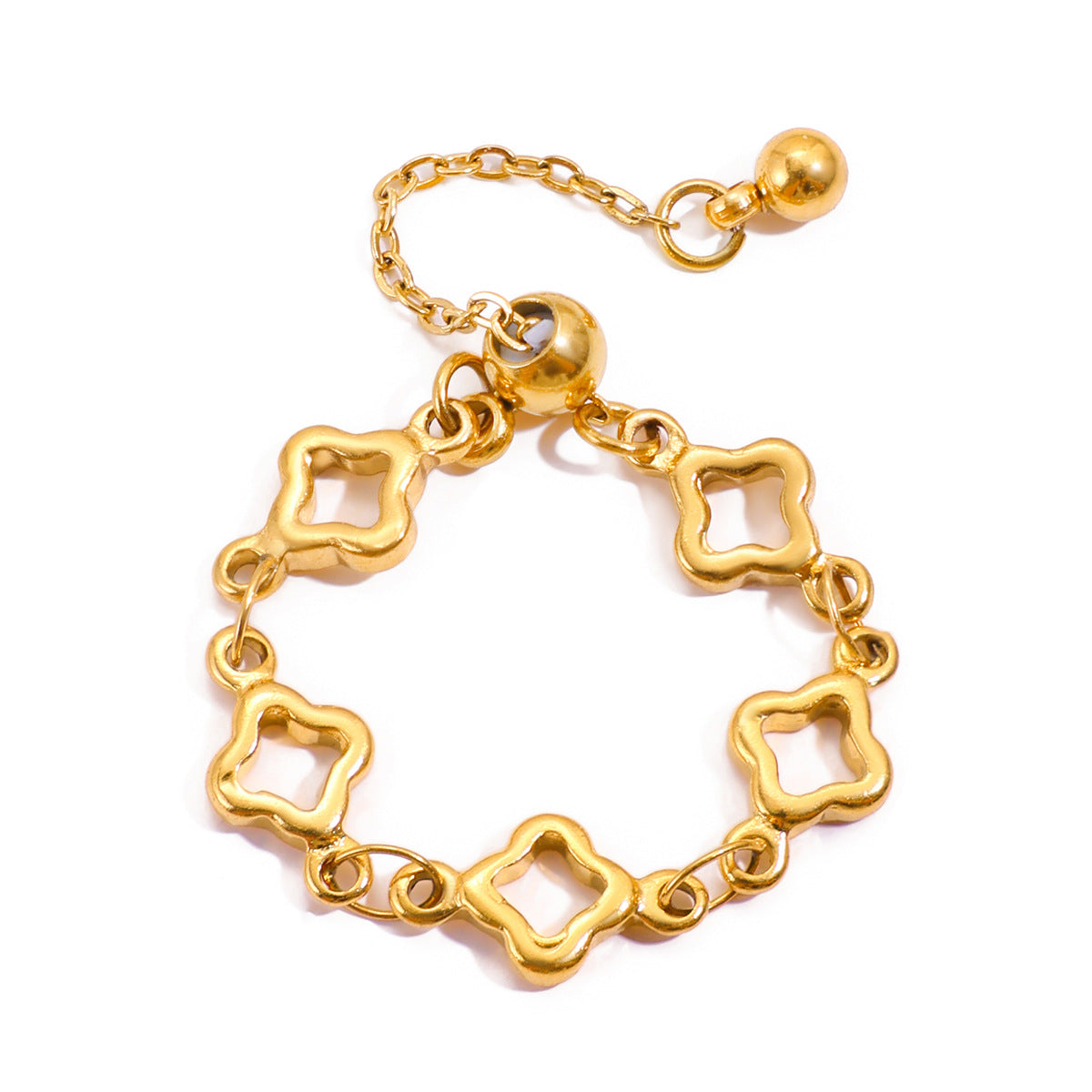Penelope Gold Tone Clover Chain Ring