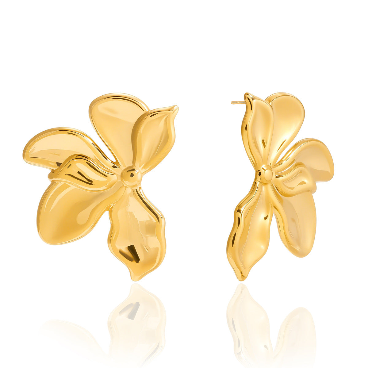 Olivia Gold Tone Flower Statement Earrings