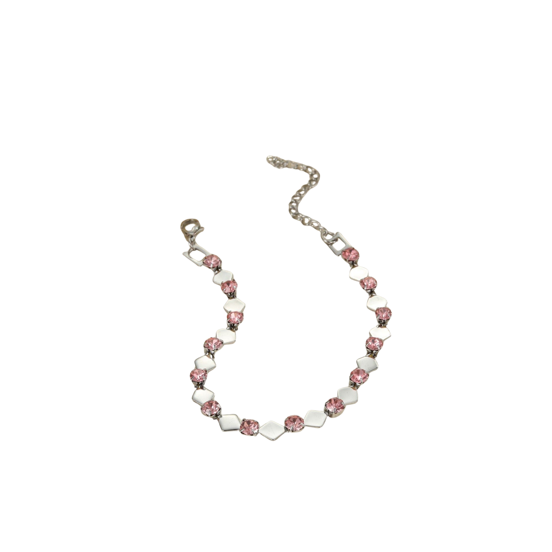 Peyton Silver Tone Squares Pink Zircon Bracelet