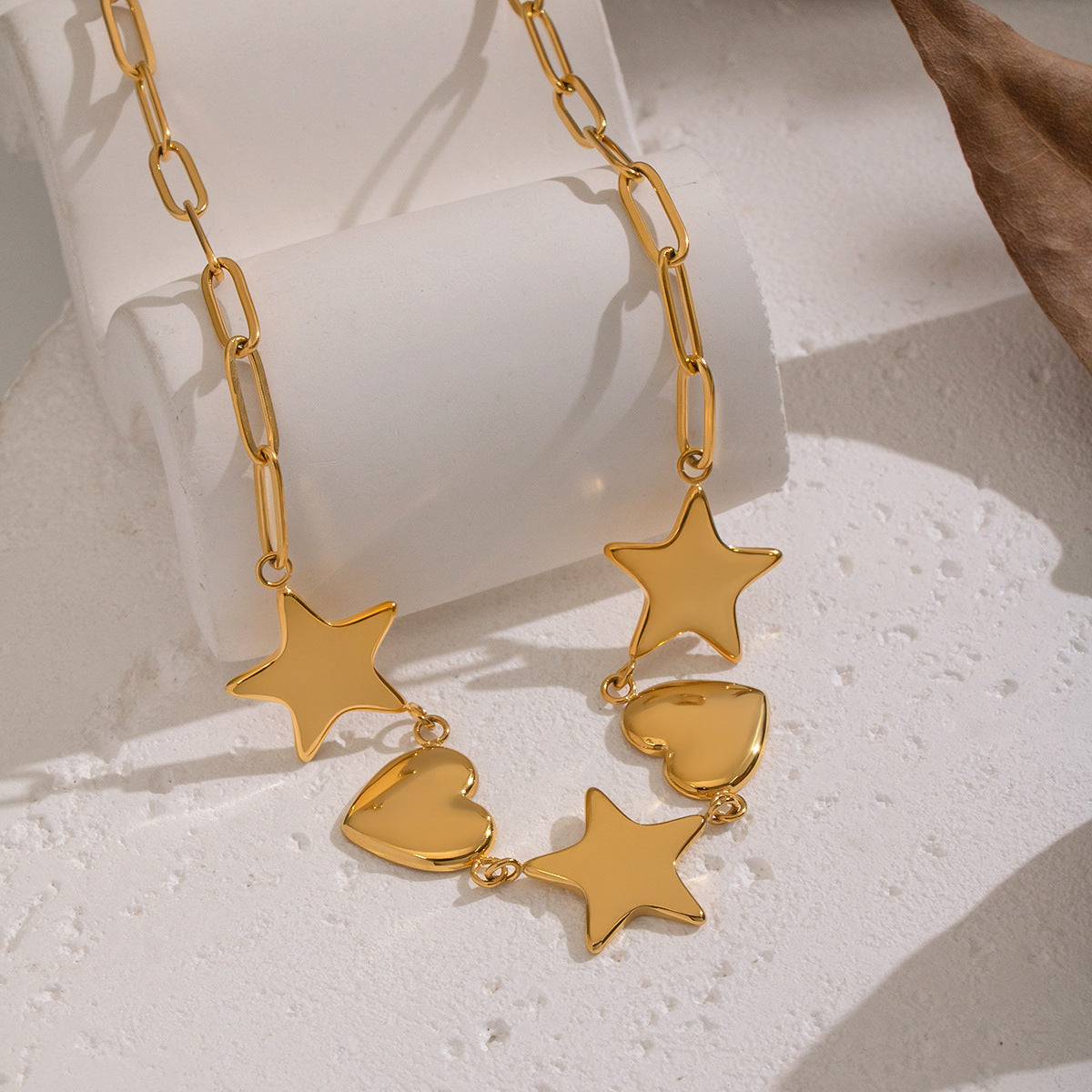 Myla Gold Tone Hearts and Stars Chain Necklace