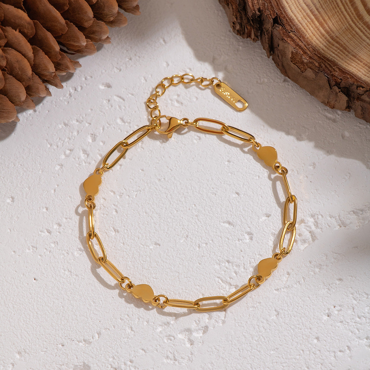 Arya Gold Tone Heart Chain Bracelet