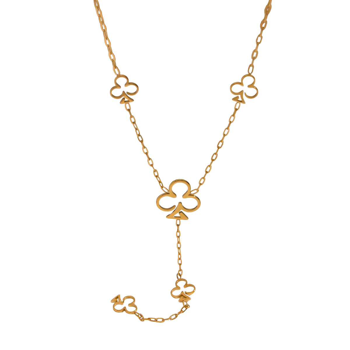 Arabella Gold Tone Clover Drop Necklace