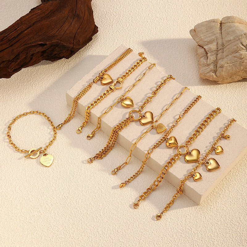 Freya Gold Tone Heart Chain Bracelet
