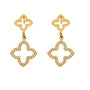 Emma Gold Tone Clover Zircon Drop Earrings