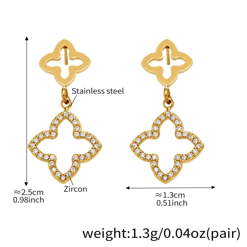 Emma Gold Tone Clover Zircon Ring Size 7