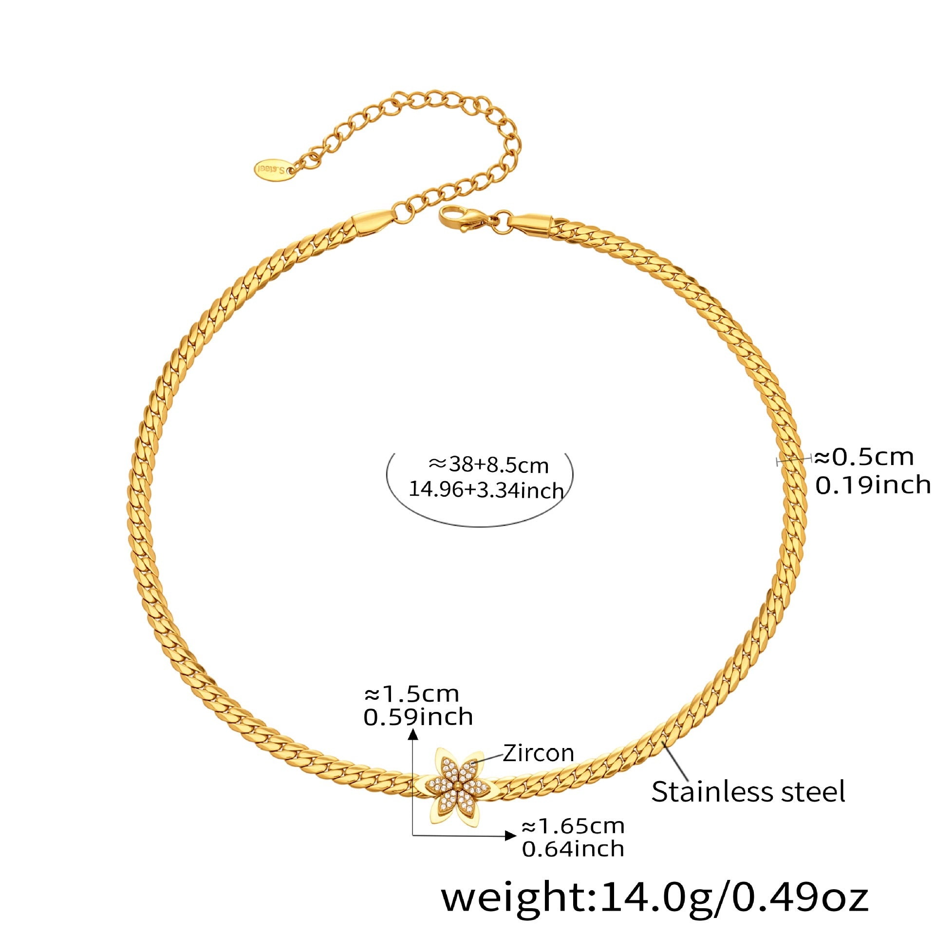 Maeve Wen Gold Tone Flower Zircon Necklace