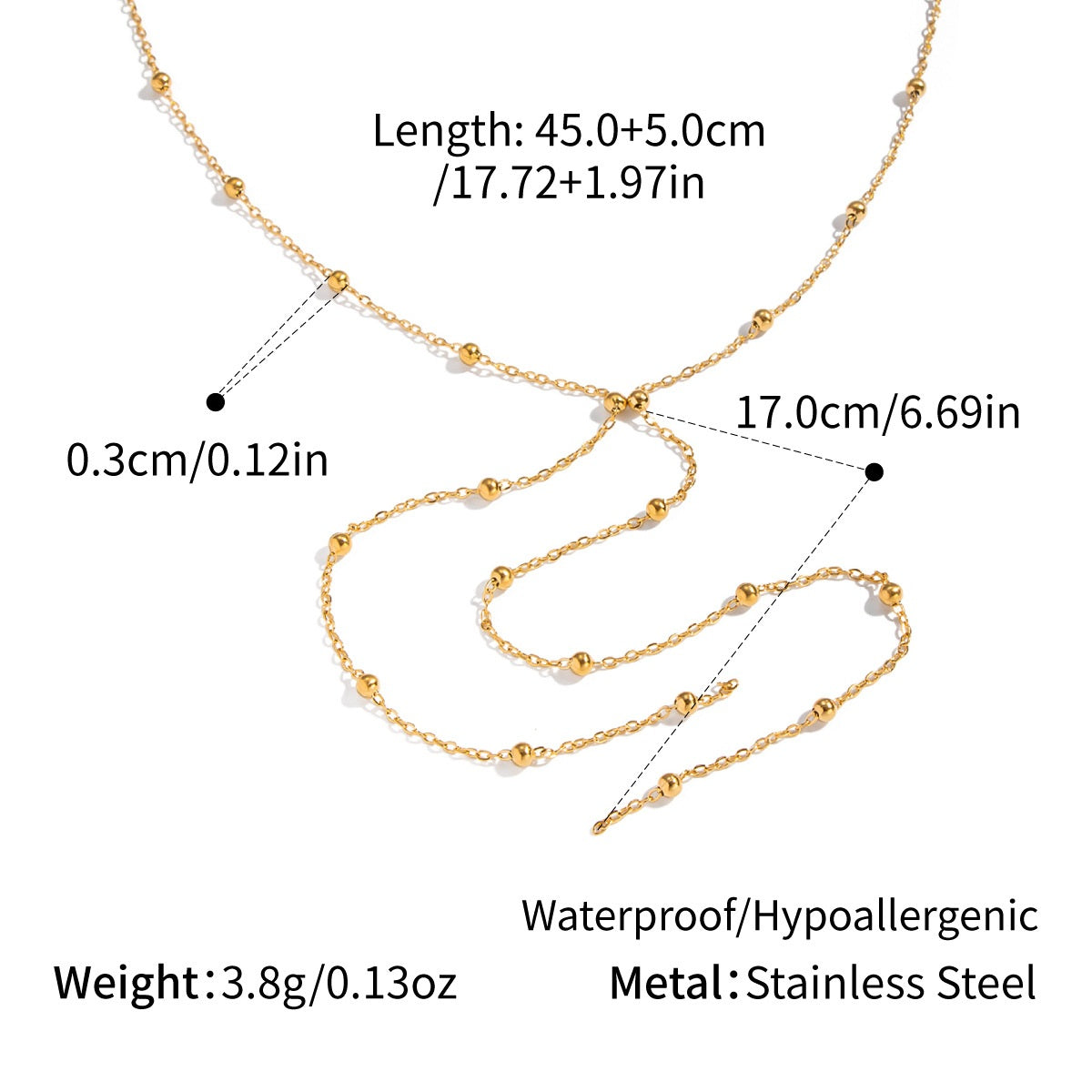 Zara Gold Tone Beads Drop Necklace