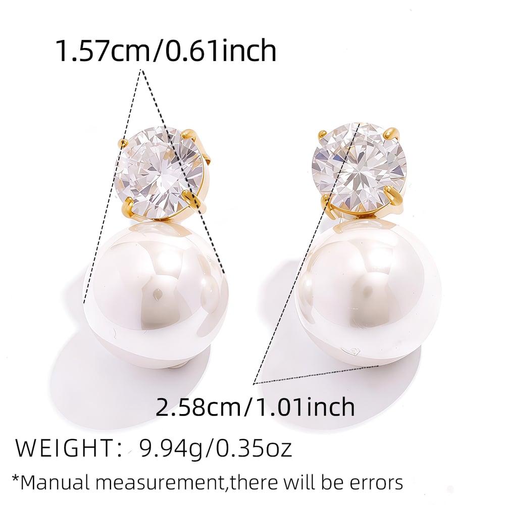 Emery Gold Tone Pearl Zircon Earrings