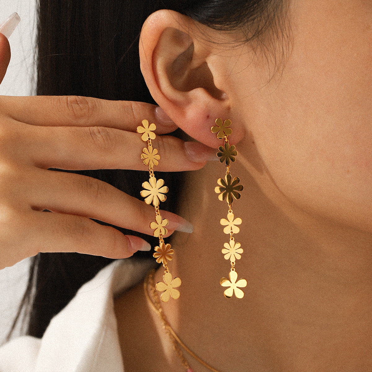 Isabella Gold Flower Dangle Earrings