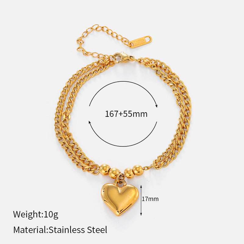 Isabel Gold Tone Heart Chain Bracelet
