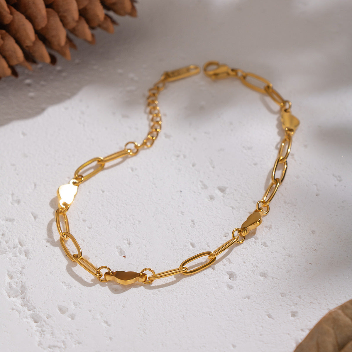 Arya Gold Tone Heart Chain Bracelet
