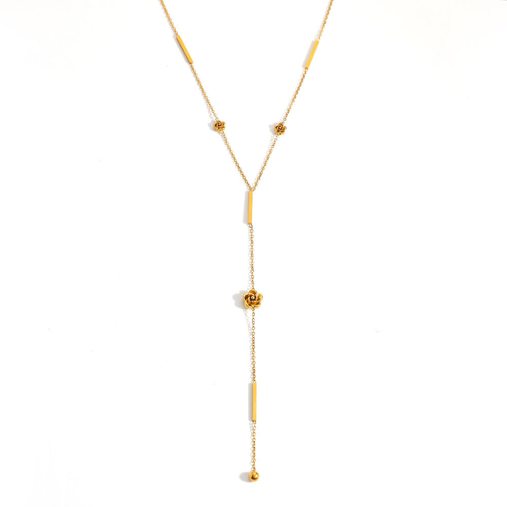 Catalina Gold Tone Flower Drop Necklace