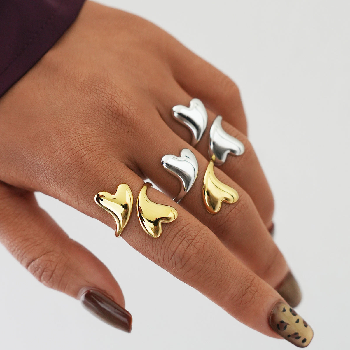 Lily Gold Tone Double Heart Ring