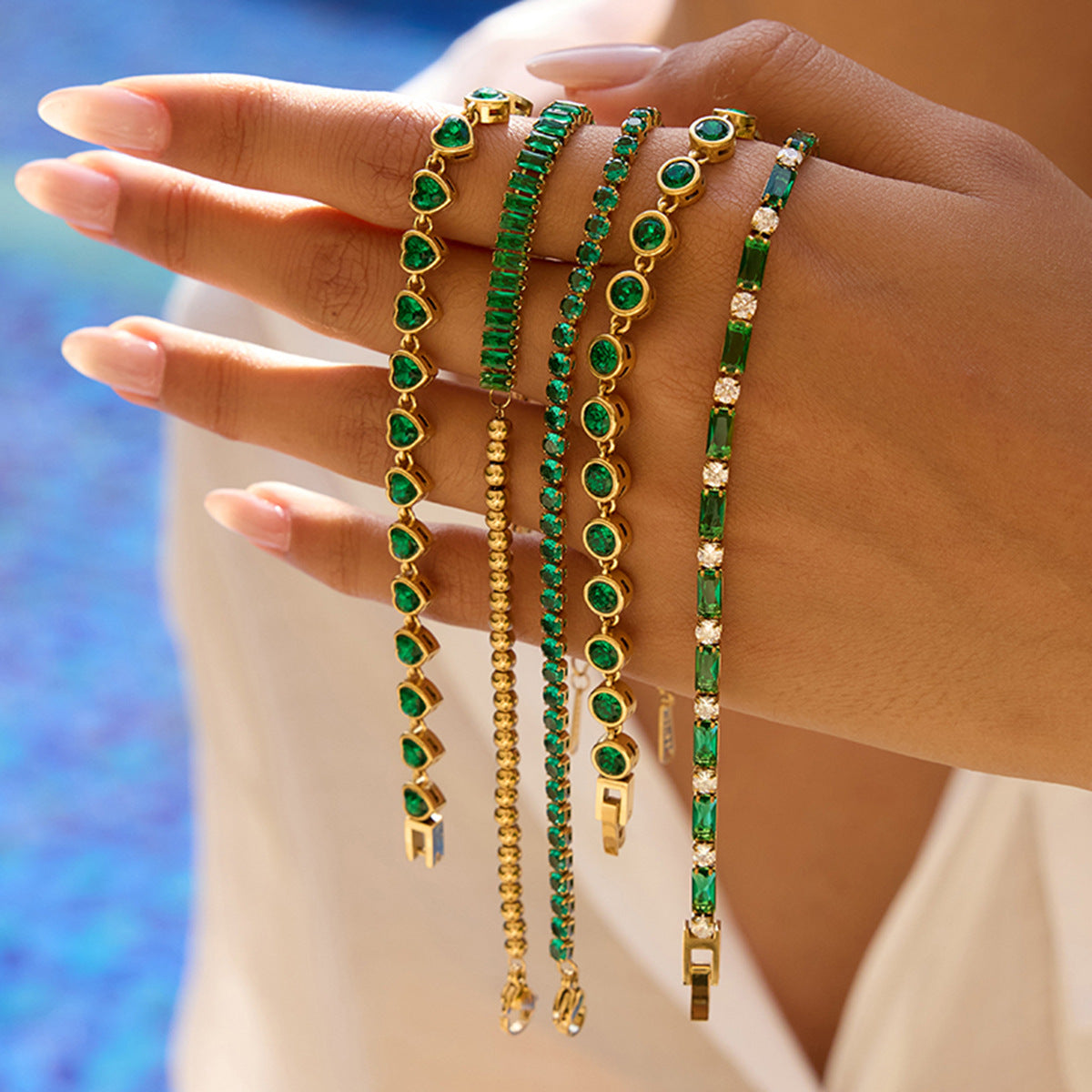 Emerson Gold Tone Green Zircon Bracelet