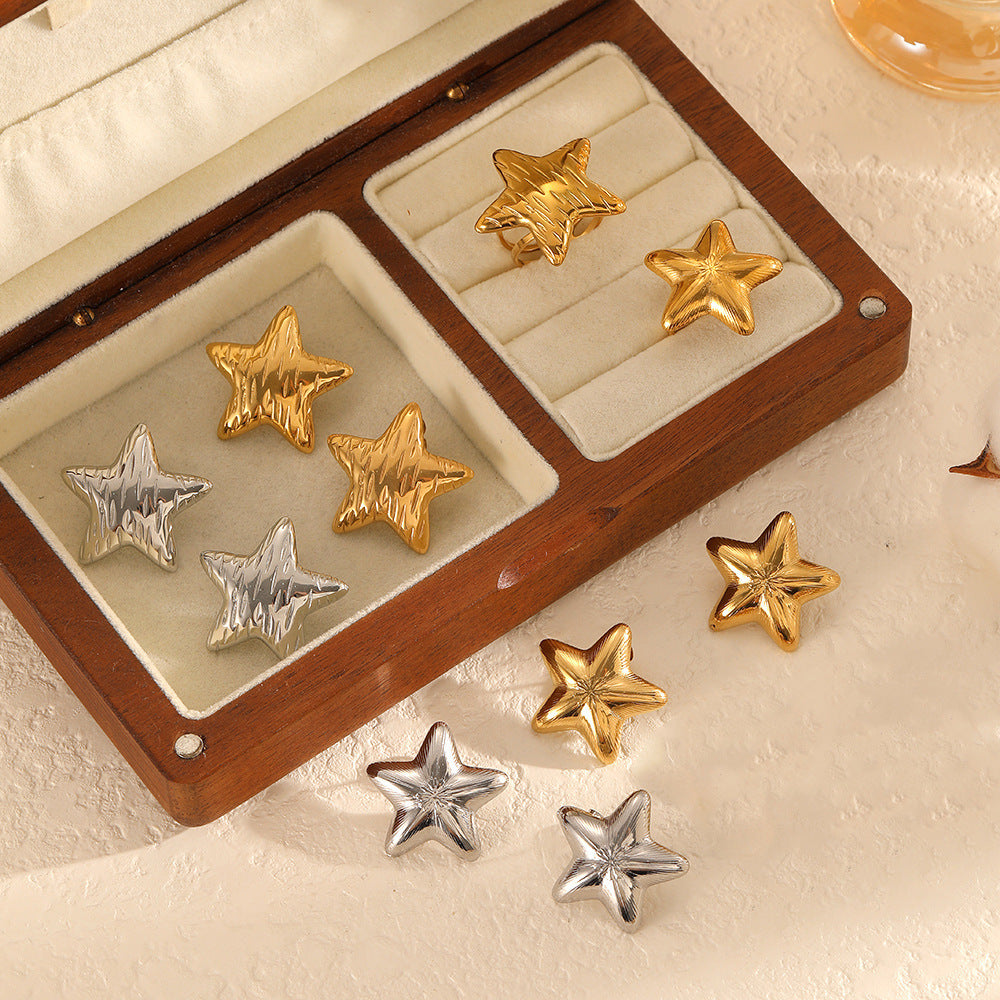 Athena Gold Tone Stars Earrings