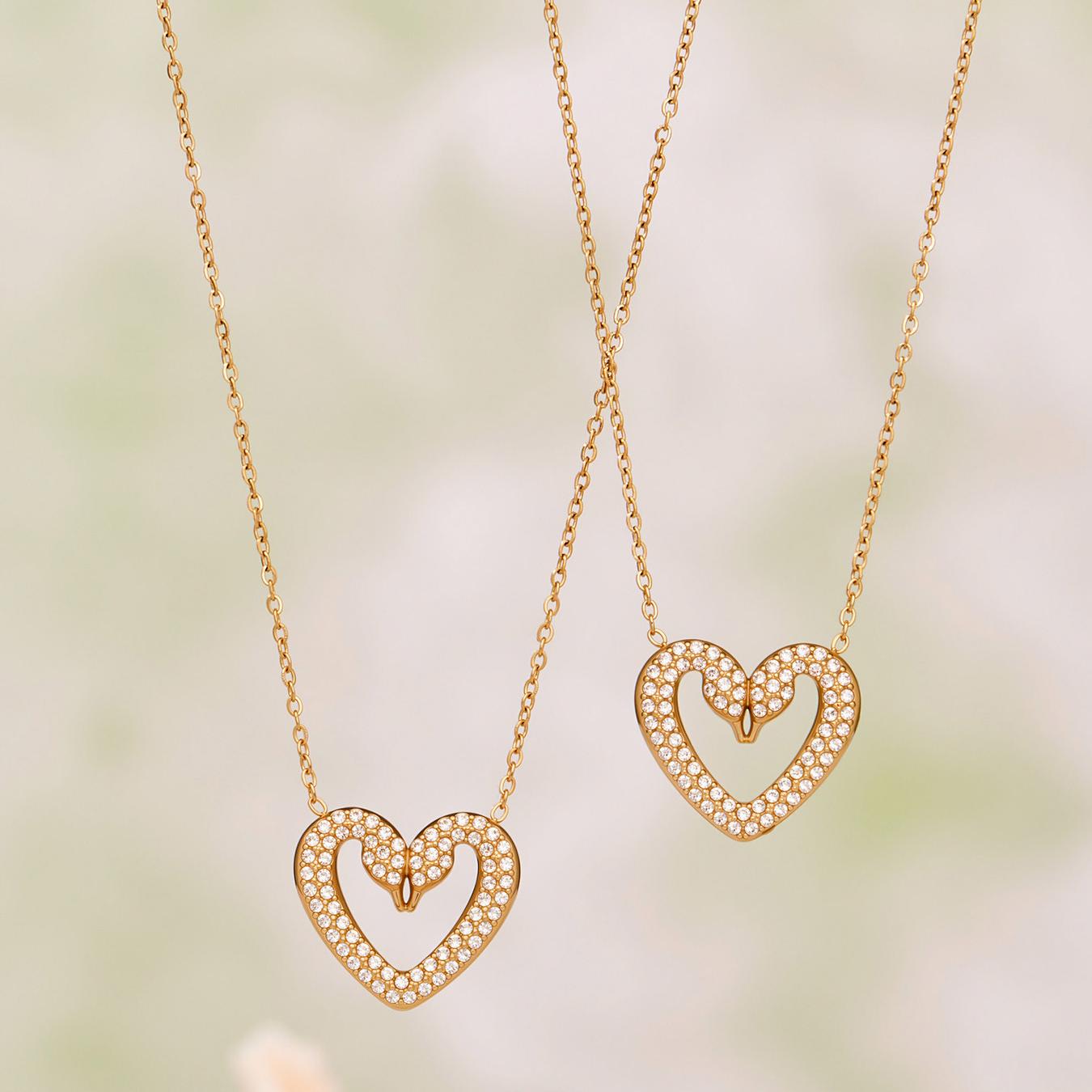 Parker Gold Tone Swan Heart Zircon Necklace