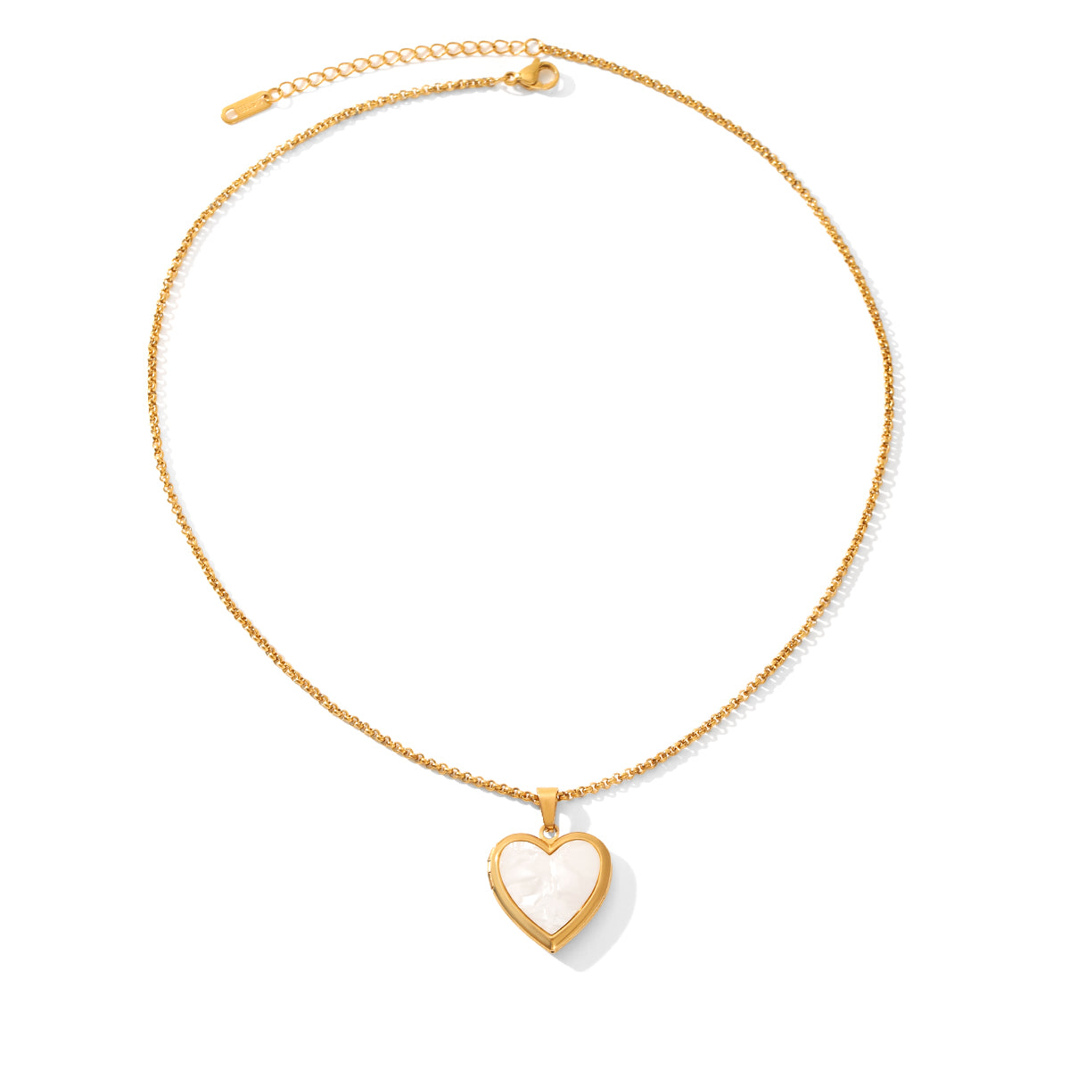 Lainey Gold Tone White Heart Necklace