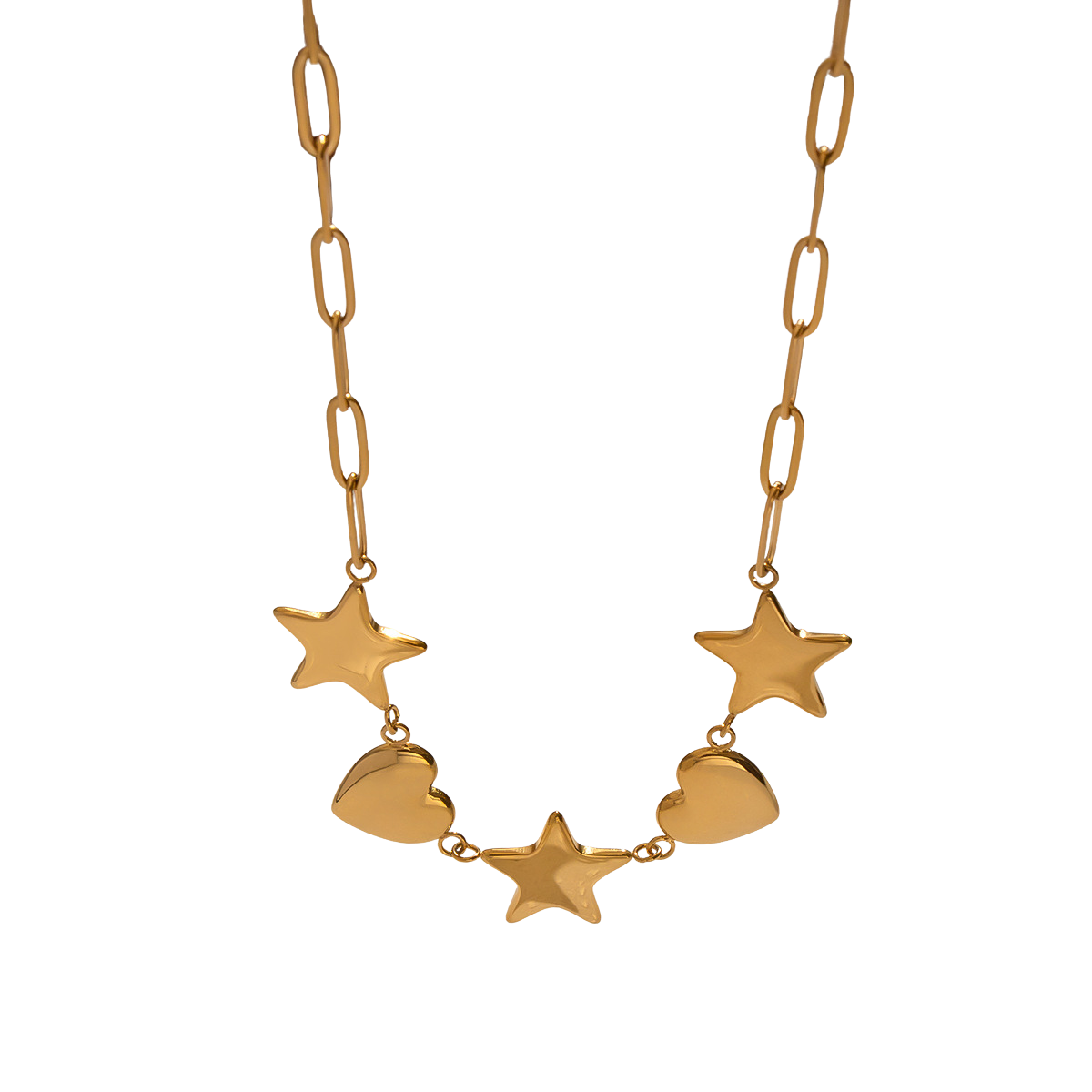 Myla Gold Tone Hearts and Stars Chain Necklace