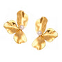 Iris Gold Tone Flower Pearl Earrings