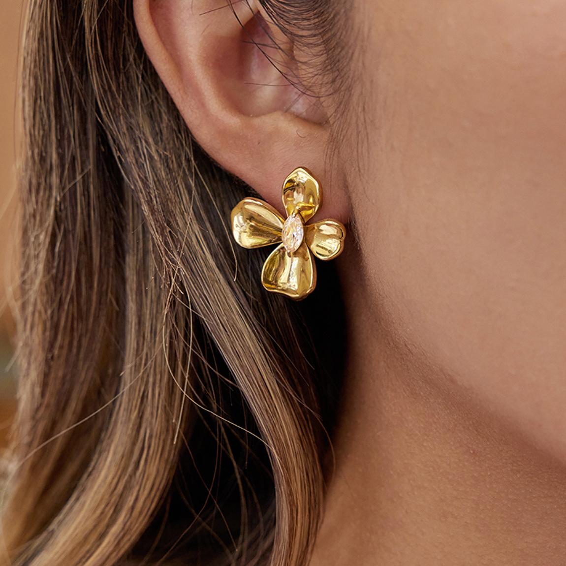 Everleigh Gold Tone Zircon Flower Earrings