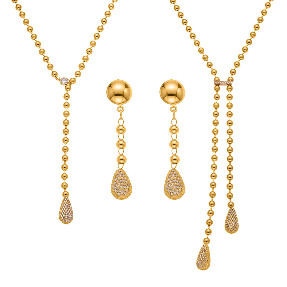 Hailey Gold Tone Droplet Zircon Drop Necklace