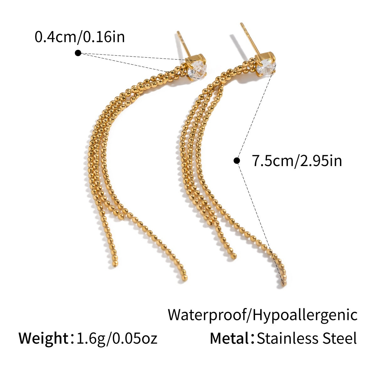 Oakley Gold Tone Zircon Drop Earrings