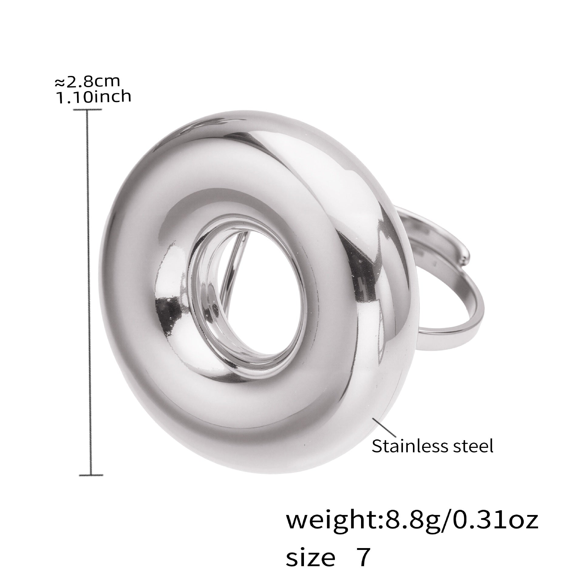 Lilah Silver Tone Round Ring - size 7